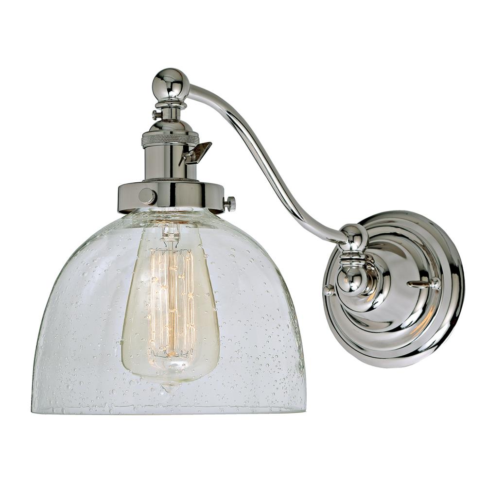 JVI Designs 1253-15 S5-CB Soho One Light Half Swing Clear Bubble Madison  Wall Sconce  in Polished Nickel